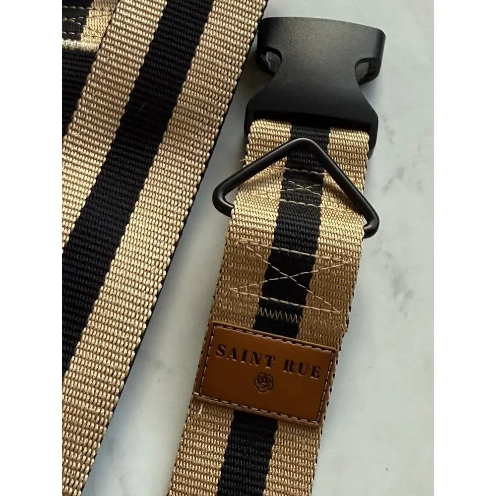 Saint Rue Matching Dog Collar & Leash Set Tan Black Stripe Adjustable